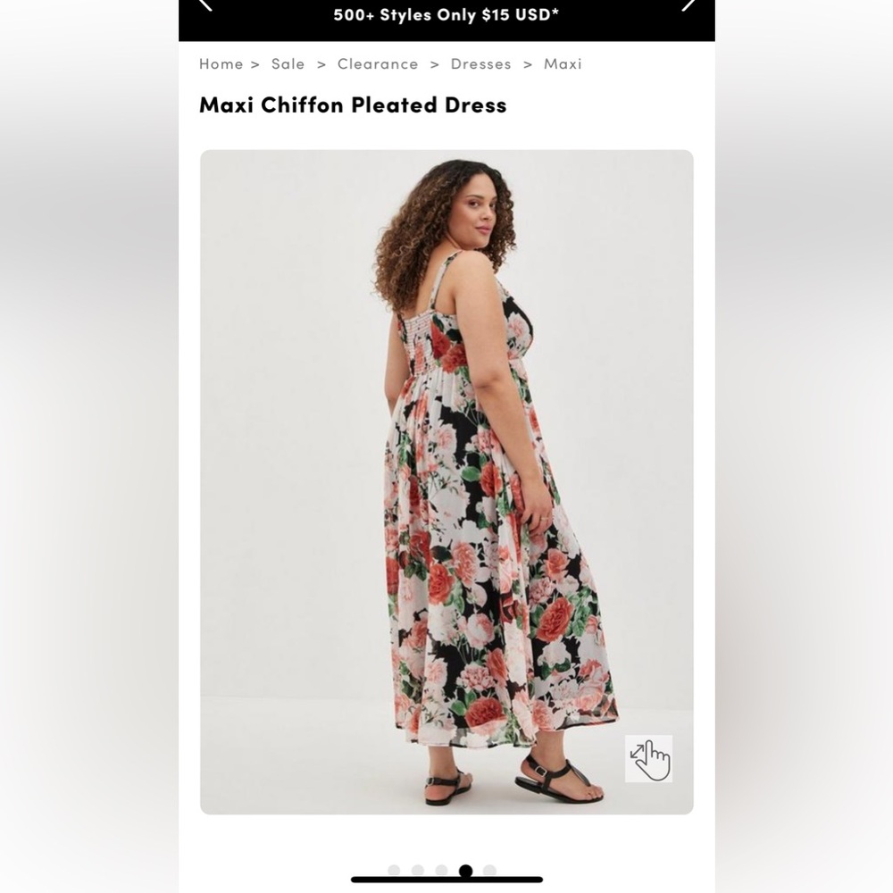Torrid Floral Chiffon Pleated Maxi Dress